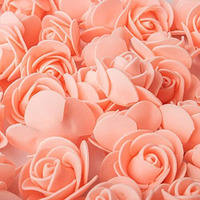 Satyam Kraft 50 Pcs Artificial Rose Foam Head Flowers For Home Decor, Wedding Decorations, Pooja, Floating Bouquets, And Craft  Ideal For Table, Mandir, Gifts And Festivals And Diy Craft (Peach)