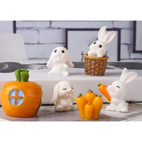 Satyam Kraft 1 Set (6 Pieces) Rabbit Miniature Figurines | Decorative Showpiece For Home, Bedroom, Living Room,Table, Car Dashboard| Unique Gift For Girls & Festive Decor (Multicolor)