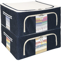 Costem Acrylonitrile Butadiene Styrene Clothes Storage Box Foldable Steel Frame Clothes Organizer Storage Box For Wardrobe, Saree, Shirts, And Blankets (66 Ltr - Pack Of 1) (44 Ltr Pack Of 4)