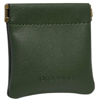 Aropana Self Closing Leather Squeeze Coin Pouch Earphone Airpods Pouch Mini Storage Jewellery Bag Coin Purse For Men & Women (8Cm*7.5Cm) Deep Green