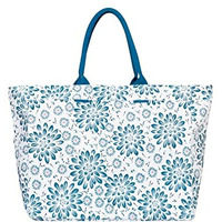 Aqva Stripe Printed Tote Bag For Women | Ladies Casual Handbag For Shopping, Travel With Top & Inner Zip Pocket | Versatile Trendy Handbag For College Girls (Custom Flower)