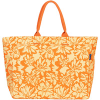 Aqva Stripe Printed Tote Bag For Women | Ladies Casual Handbag For Shopping, Travel With Top & Inner Zip Pocket | Versatile Trendy Handbag For College Girls (Phool Ecru Orange)