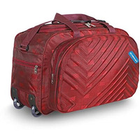 M Medler Zypher Nylon 55 Litres Waterproof Strolley Duffle Bag- 2 Wheels - Luggage Bag - (Red)