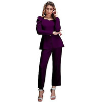 Siril Co Ord Set For Women | Co Ord Set For Women Stylish | 2 Piece Co-Ord Set | Travel Co Ord Set For Women | Office Wear Cord Set For Women (485Tk10677-L_Wine)