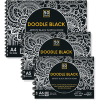 Zen Sangam Doodle Black Paper Sketchbook Drawing Note, Offer Set1 - A4(50 Sheets), A5(50 Sheets), A6(50 Sheets) - 120Gsm - Wiro Spiral Black Paper Sketch Book