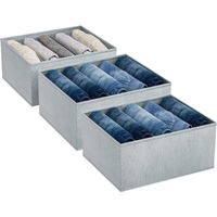 Jd Fresh 3-Piece Set Of Non-Woven Fabric Clothes Organizers For Wardrobe/Foldable Cupboard Storage Boxes/Rectangular Almirah Organizers For Shirts/Pants/T-Shirts/Dress/Sweatshirt/Jeans(Grey/5 Slots)