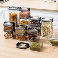 Kwer 1200-400-700-1700Ml Air Tight Container Set For Home Kitchen Items Storage Containers Set Food Containers (Plastic, Pack Of 8), Black