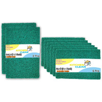 Kitchen Clean  8 Pcs Scrub Pads | Dish Wash Juna Scrubber Clean Shine Brite Utensils Scrub Pads - Green, Pack Of 8 Pcs (Small 6Pcs + Large 2Pcs)