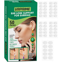 Vrprime 50 Patches Earlobe Support Patches | Earring Sticker Tape For Heavy Earrings | Transparent Ear Lobe Tapes Ear Lifts Patches For Earrings | Invisible Ear Hole Closer Tape Repairing (Pack Of 1)