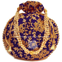 Shubh Shagun Womens Potli Bag , Navy Blue New