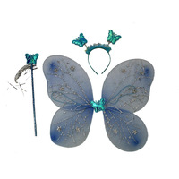 Kaku Fancy Dresses Kid Net/Polyester Fairy Tales Character/Princes Costume Firozi Butterfly Wings, Multicolour