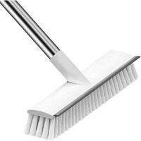 Epsilon 2 In 1 Bathroom Cleaning Brush With Wiper And Long Handle 120 Degree Ratate Floor Scrub Cleaning Brush For Home Tiles, Bathroom Cleaning, Kitchen Accessories Items (White)