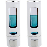 Bath Guru Abs Plastic Wall Mounted Soap Shampoo Conditioner Hand Wash Gel Dispenser Liquid Soap Sanitizer Dispenser For Bathroom Basin Kitchen Sink 400Ml Pack Of 2 White