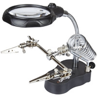 Catchex Helping Hand Magnifier Soldering Stand With 2 Led Lights For Pcb Soldering Work (35X / 12X 65Mm / 17Mm Lens, Dual-Mode)
