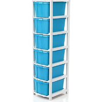 Avzeego 6 Xl Plastic Modular Drawer System For Home, Office, Hospital, Parlor, School, Doctors, Home And Kids, Product Dimension When Assembeled (31Cmx39Cmx116Cm) (6Xl)(Blue)