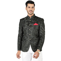 Wintage Men's Emroidered Velvet Green Bandhgala: 36/ Xs