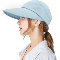 Palay Polyester Sun Hat For Women 2 In 1 Wide Brim Sun Hats Sport Caps For Women Outdoor Uv Protection Summer Cap With Detachable Relaxed Fit Top For Beach Fishing Baseball, Blue, Free Size