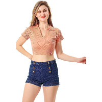 Trasa Women's With Sleeve Rib Knitted 100 Percent Cotton Racer Back Tank Slim Fit Tops Polo V Neck Crop Tank Tops - Peach - Xs