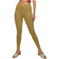 Ecolove Women's Cotton Fabric Leggings | Elastic Waist Band & Ankle Length With Slim Fit | Skinny Fit | Leggings For Women |Soft Seams, Dry Tech, Squat Proof | Comfortable & Stretchable | Beige (M)