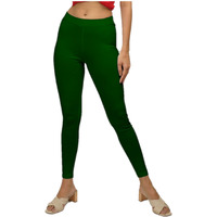 Ecolove Women's Cotton Fabric Leggings | Elastic Waist Band & Ankle Length With Slim Fit | Skinny Fit | Leggings For Women |Soft Seams, Dry Tech, Squat Proof | Comfortable & Stretchable | Green (2Xl)
