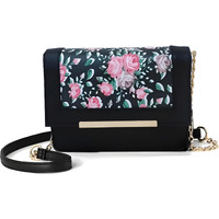 Typify Chic Women's Floral Print Sling Messenger Bag-Stylish Girl's Crossbody Purse For Everyday Elegance, Black