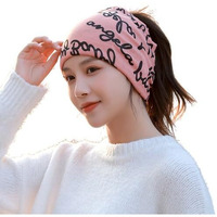 Alexvyan Orange Word Printed Ponytail Beanie Winter And Autumn Skull Cap Bandana Head Wear For Women Crochet Knit Cap Beanies Warm Caps Female Knitted Stylish Hat For Women's Girls & Ladies Fashion