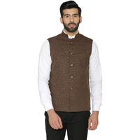Wintage Men's Tweed Wool Nehru Jacket : Dark Brown