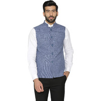 Wintage Men's Tweed Wool Nehru Jacket : Blue