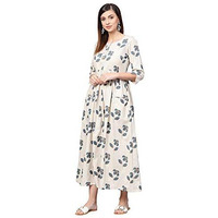 Idalia Cream Floral Printed Dress For Women