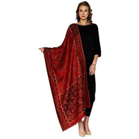 Swi With Label Women's Kashmiri Jamawar Woven Wool Stole (Maroon)