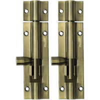 Plantex Stainless Steel Tower Bolt/Tower Bolt For Home,Offices Doors And Windows/Tower Bolt For Main Door/Door Latch/Kundi/Chitakini/Door Latch For Windows - Pack Of 2 (Brass Antique, 4 Inch)