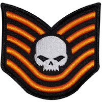 Motohog Unique Embroidered Iron & Sew On Patch For Denim Jacket (Sergeant Skully, Multicolor) 3.5X3.5.7 Inches