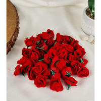 Satyam Kraft 50 Pcs Artificial Small Rose Fake Fabric Head Flowers  Vibrant Decorative Floral For Home Decor, Events,Diy Projects, Wedding, Pooja Thali,Festival (Pack Of 50) (Red)(Fabric)