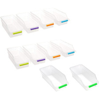 Inditradition Plastic Stackable Refrigerator Food Storage Organizer , Transparent (25 Cm X Width - 10 Cm X Height - 8.5 Cm ) - Pack Of 10