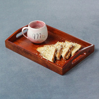 Brick Brown  Premium Handcrafted Serving Wooden Tray For Serving | Tea Tray For Serving Platter | Tray For Dining Table Rectangular (Mahogany Finish, 13.5X9 Inch)