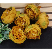 Satyam Kraft 6 Pcs Artificial Fake Fabric Head Rose Flowers  Premium Faux Roses For Home Decor, Wedding Bouquets, Craft Projects, Pooja Mandir,Gifts(Fabric Material)(Mustard, 8 Cm)