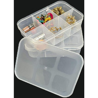Csm Jewellery Case Organizer(Click-6B-2) Multipurpose Plastic Storage Box With Dividers 6 Grids In Big Size, Transparent (Pack Of 2 Boxes - Big Size)