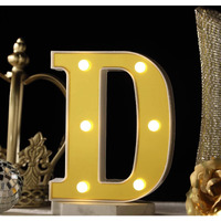 Satyam Kraft 1 Piece Golden Marquee Alphabet Shaped Led Light - Decorative Letter Lamp For ValentineS Day, Bedroom, Wedding, Birthday, Home Decor, Romantic Gift Night And Wall Lamp (D)