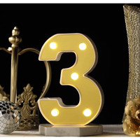 Satyam Kraft 1 Piece Golden Marquee Number Shaped Led Light - Decorative Letter Lamp For ValentineS Day, Bedroom, Wedding, Birthday, Home Decor, Romantic Gift Night And Wall Lamp (3)