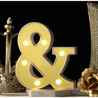 Satyam Kraft 1 Piece Golden Marquee Alphabet Shaped Led Light - Decorative Letter Lamp For ValentineS Day, Bedroom, Wedding, Birthday, Home Decor, Romantic Gift Night And Wall Lamp (&)