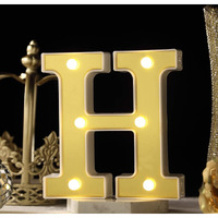 Satyam Kraft 1 Piece Golden Marquee Alphabet Shaped Led Light - Decorative Letter Lamp For ValentineS Day, Bedroom, Wedding, Birthday, Home Decor, Romantic Gift Night And Wall Lamp (H)