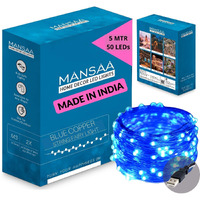 Mansaa M23 Usb Led String Light | 5 Meter 50 Leds | Blue Color | Usb Operated | Home Decor Led Light