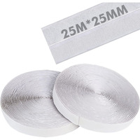 Lifekrafts Self Adhesive Hook & Loop Tapes White (25M Hook+25M Loop) 25Mm Width To Organize Stationaries, Arts & Crafts, Photo Frame, Etc. Sticky Back Strong Glue, Back Mounting Fastener Tape.