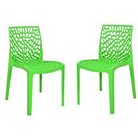 Livshine Web Plastic Chair, Strong And Heavy Design Chair For Home, Garden, Dinning, Living Room, Office, Load Bearing Capacity 150 Kg Set Of 2 (Green)