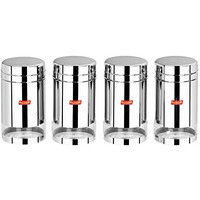 Sumeet Stainless Steel Circular See Through/Transparent Container, Set Of 4Pc, 1.8 Ltr Each, 11.5Cm Dia - Silver