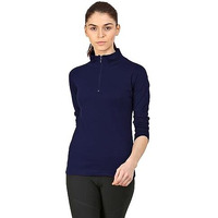 ApPulse WomenS 1/4 Zip Slimfit Raglan Sleeve Tshirt (404_Navy_Large)