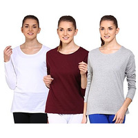 ApPulse WomenS Long Sleeve T Shirt(Combo Pack Of 3)
