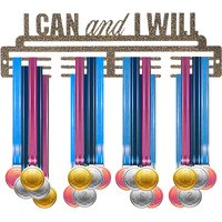 Naitik Creation Medal Hangers For Wall | Display Medal Holder Hanger - Holds Up To 60 Medals, Sports Wall Display, Premium Antique Golden Finish (I Can I Will)