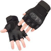 Olahraga Finger Less Breathable Cycling Nylon Gloves For Tactical Outdoor Sports, Gyms And Fitness (Black)