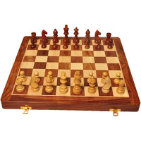 Palm Royal Handicrafts Kid Wooden Folding Handmade Chess Board Set With Magnetic Pieces With Extra Queen, 2 Players | 12.5X12.5 Inches |Multicolored